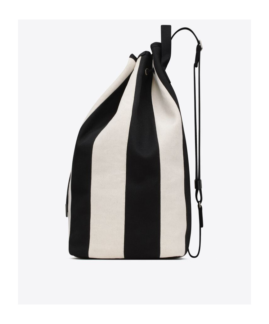 Saint Laurent Striped Cotton-blend Backpack In White