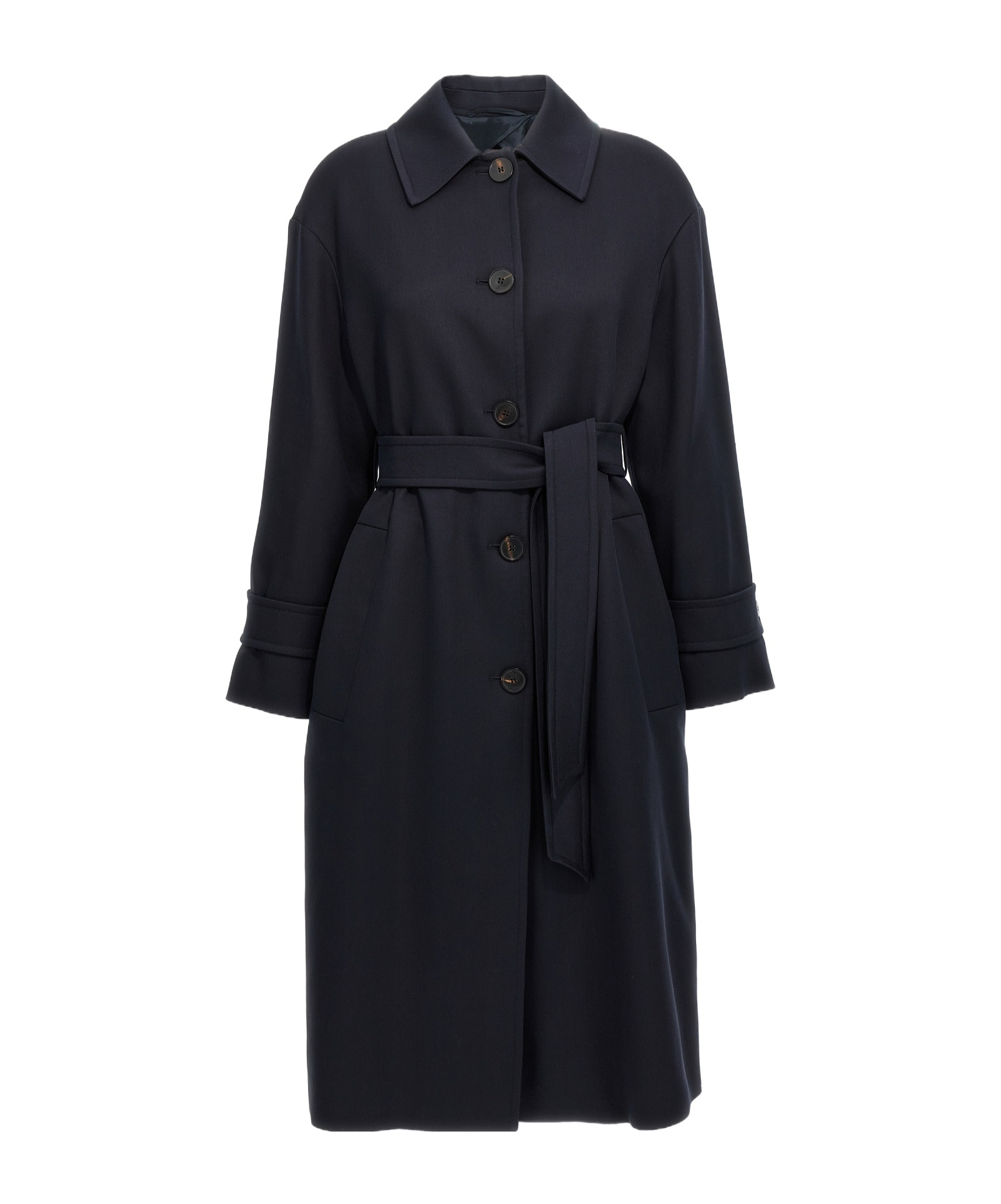 Max Mara Studio Ilde Belted Coat In Blue