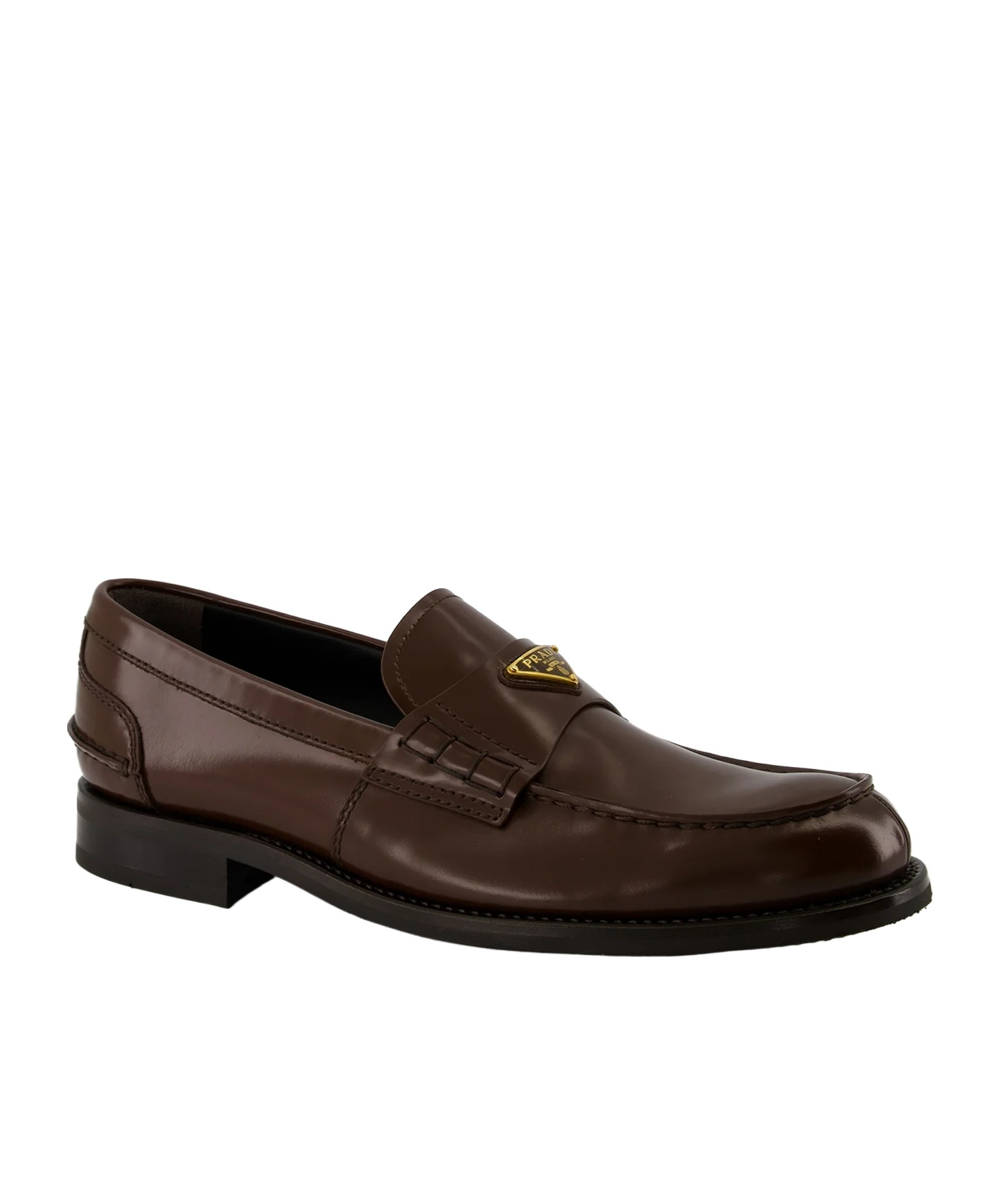 Prada Brushed Calf Leather Lace-up Loafers In Black