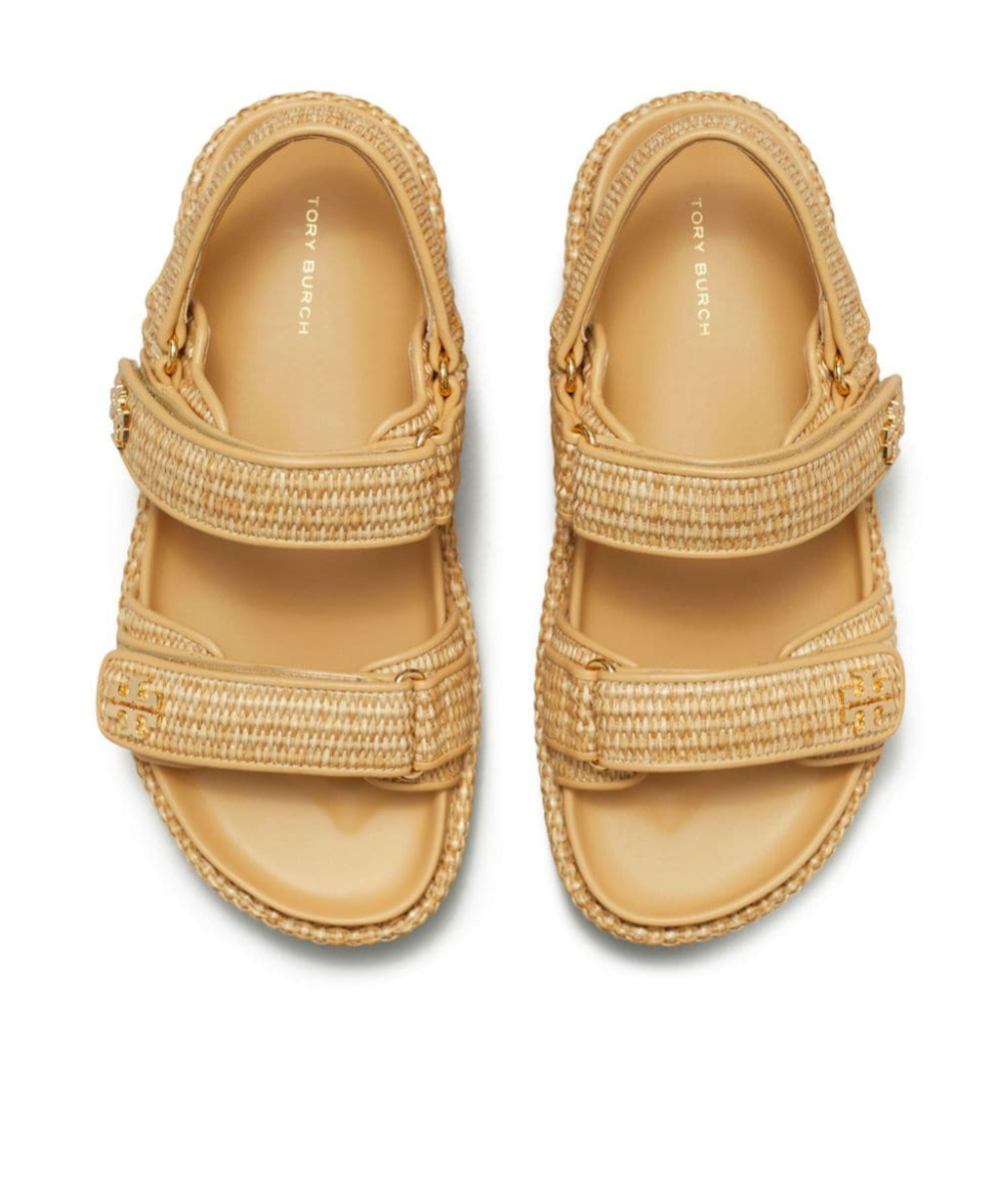 Tory Burch Raffia Kira Open Toe Textured Sole Sandals