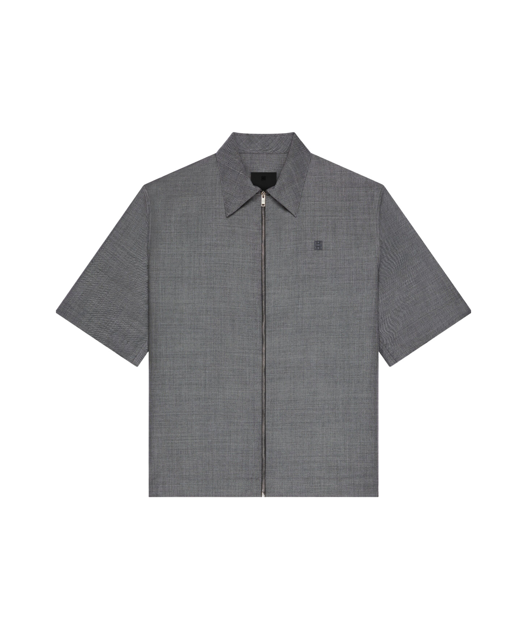 Givenchy Zipped Shirt In Wool With 4g Detail In Gray
