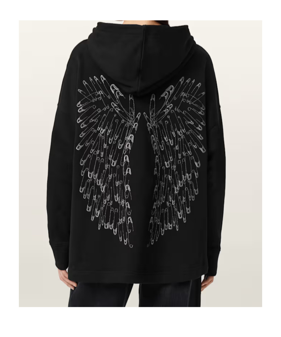 Allsaints Pins Oversized Ettienne Hoodie In Black