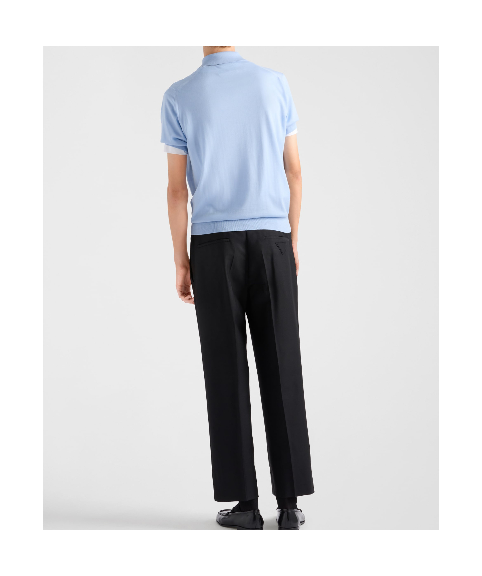 Prada Short-sleeved Wool Polo T-shirt In Blue