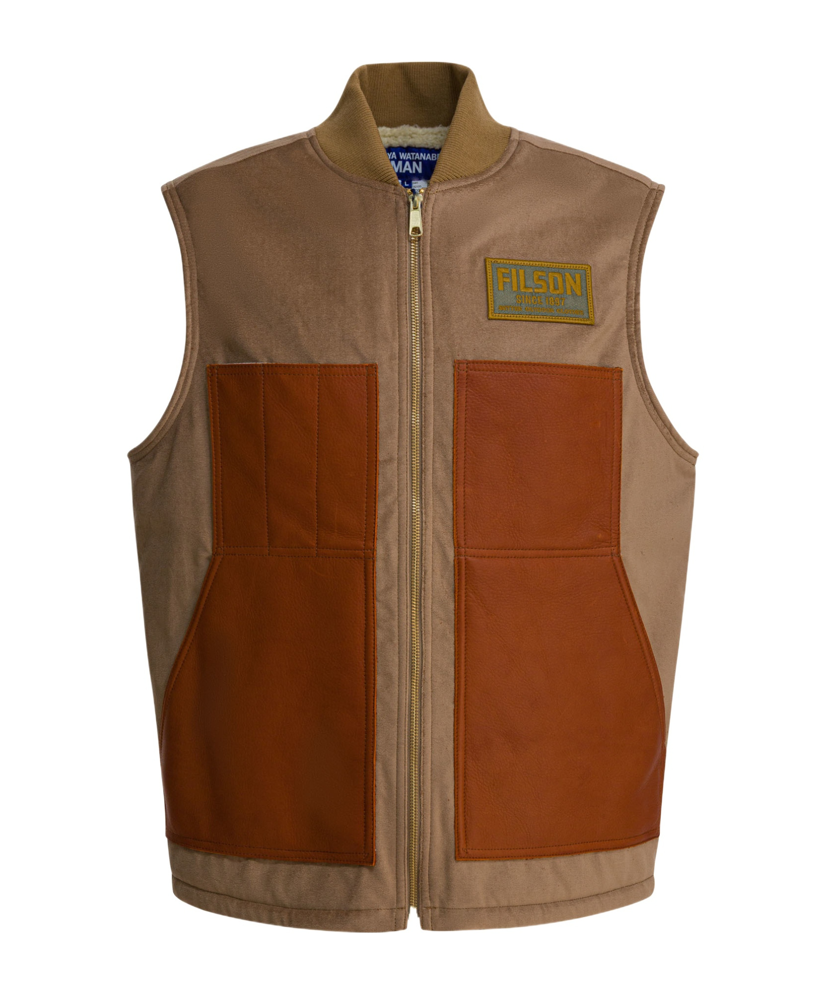 Junya Watanabe Logo Zip-up Vest In Brown