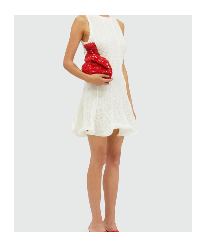 Msgm Sleeveless Textured-finish Mini Dress In White