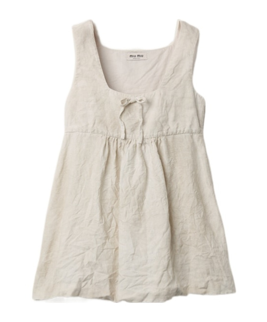Miu Miu Linen Mini-dress In Chalk White