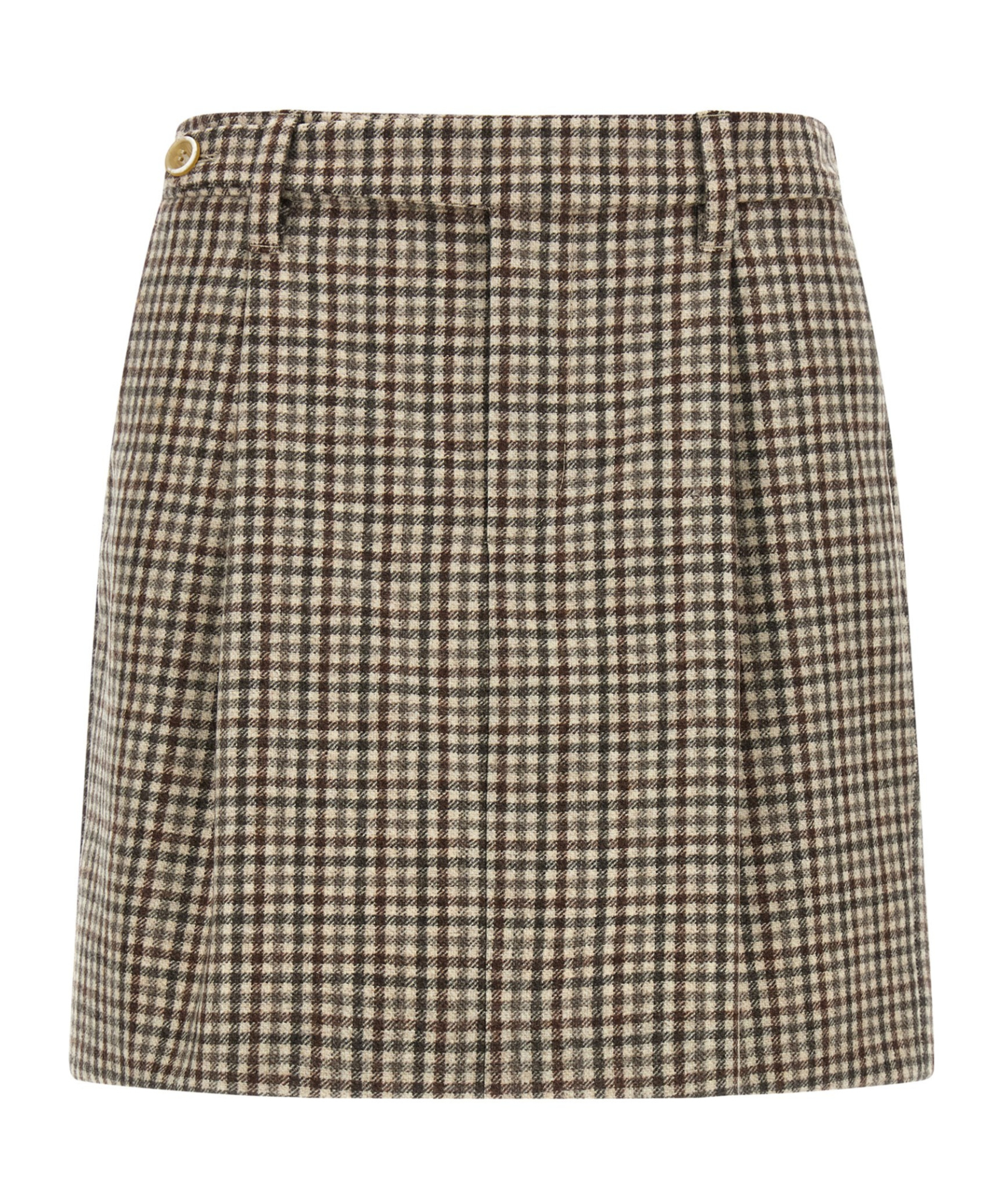 Brunello Cucinelli Checked Virgin Wool Flannel Miniskirt In Brown