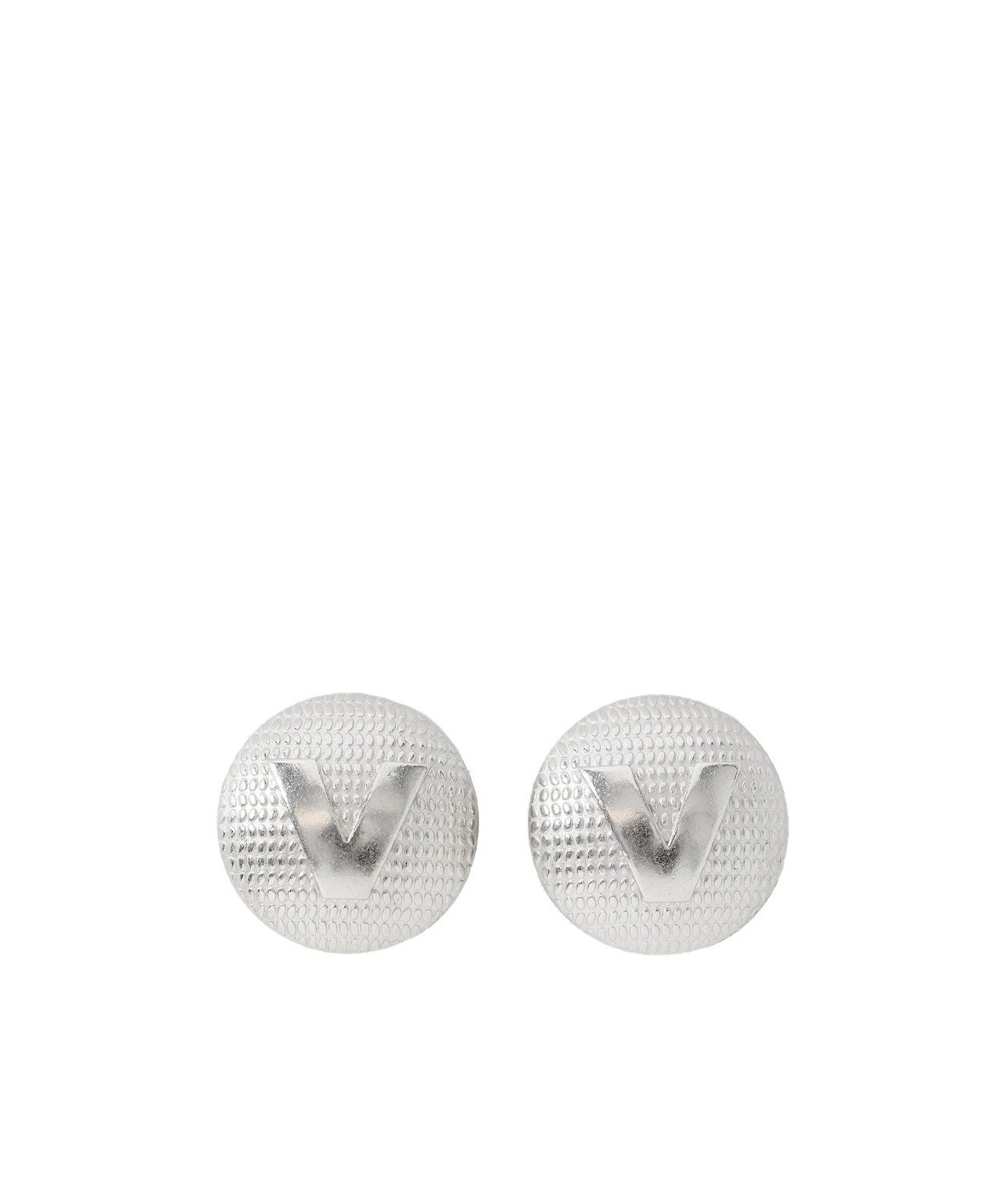 Vetements Fancy-v-button-clip-earrings In Silver