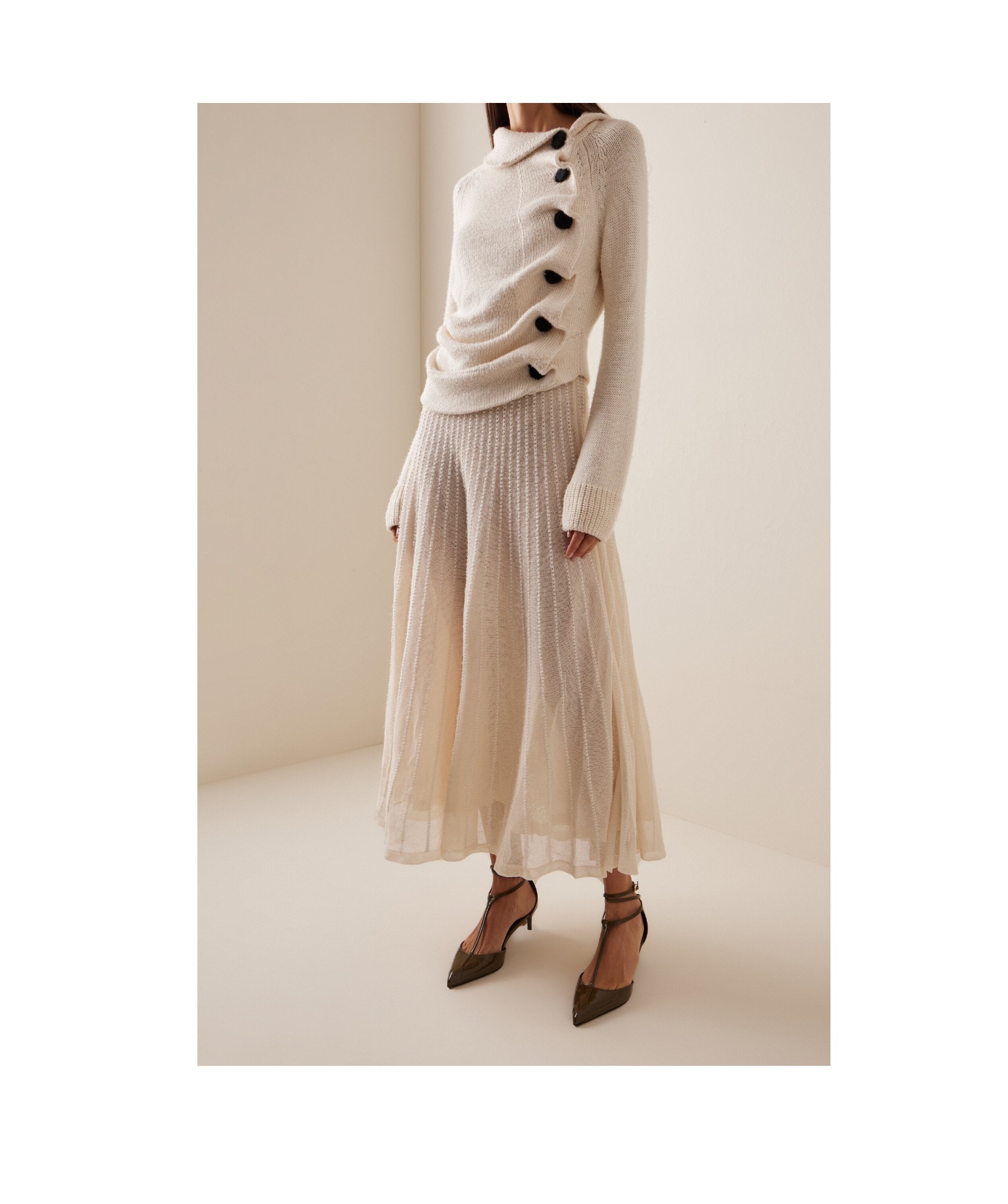 Khaite Lorrai Asymmetric Knit Silk Cardigan In Neutral