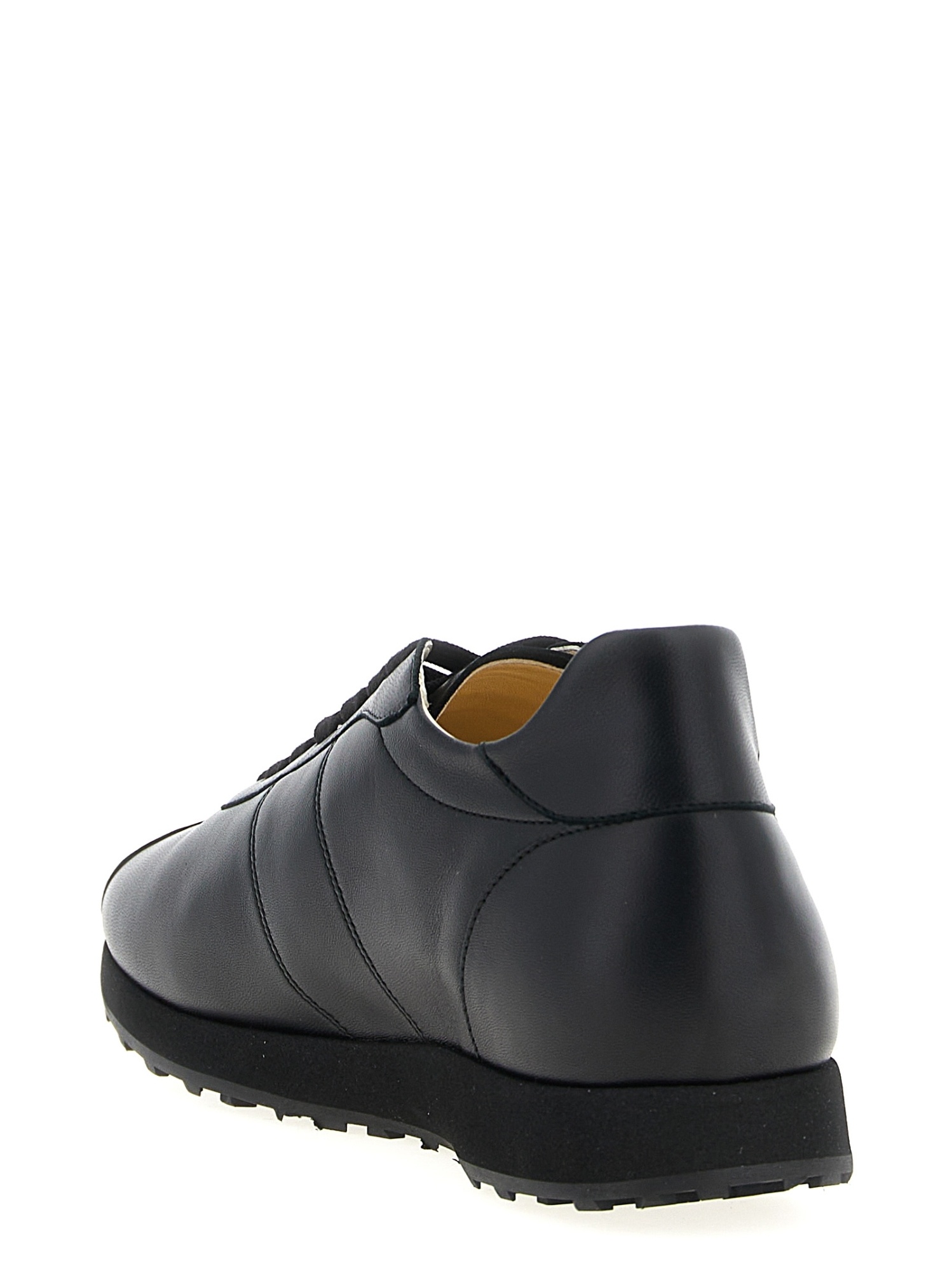 The Row Mica Leather Low-top Sneakers In Black