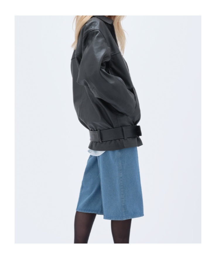 Remain Birger Christensen Black Oversize Leather Jacket In Black