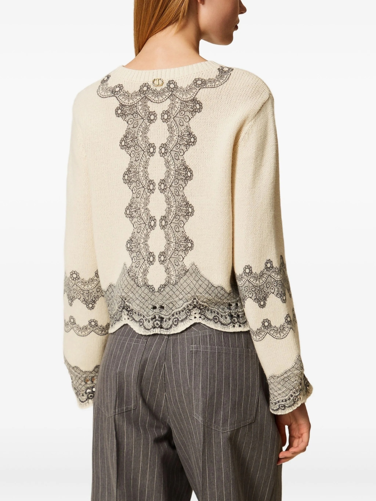 Twinset Patterned Knitted Top In Gold