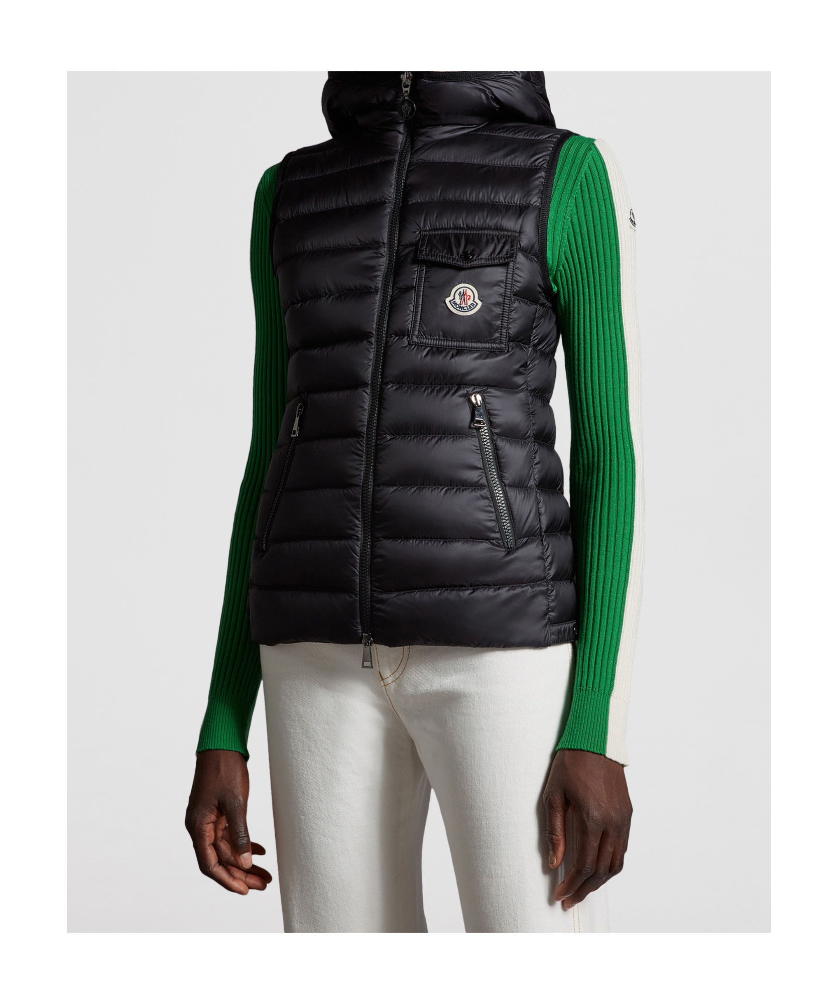 Moncler Glygos Hooded Down Vest In Black