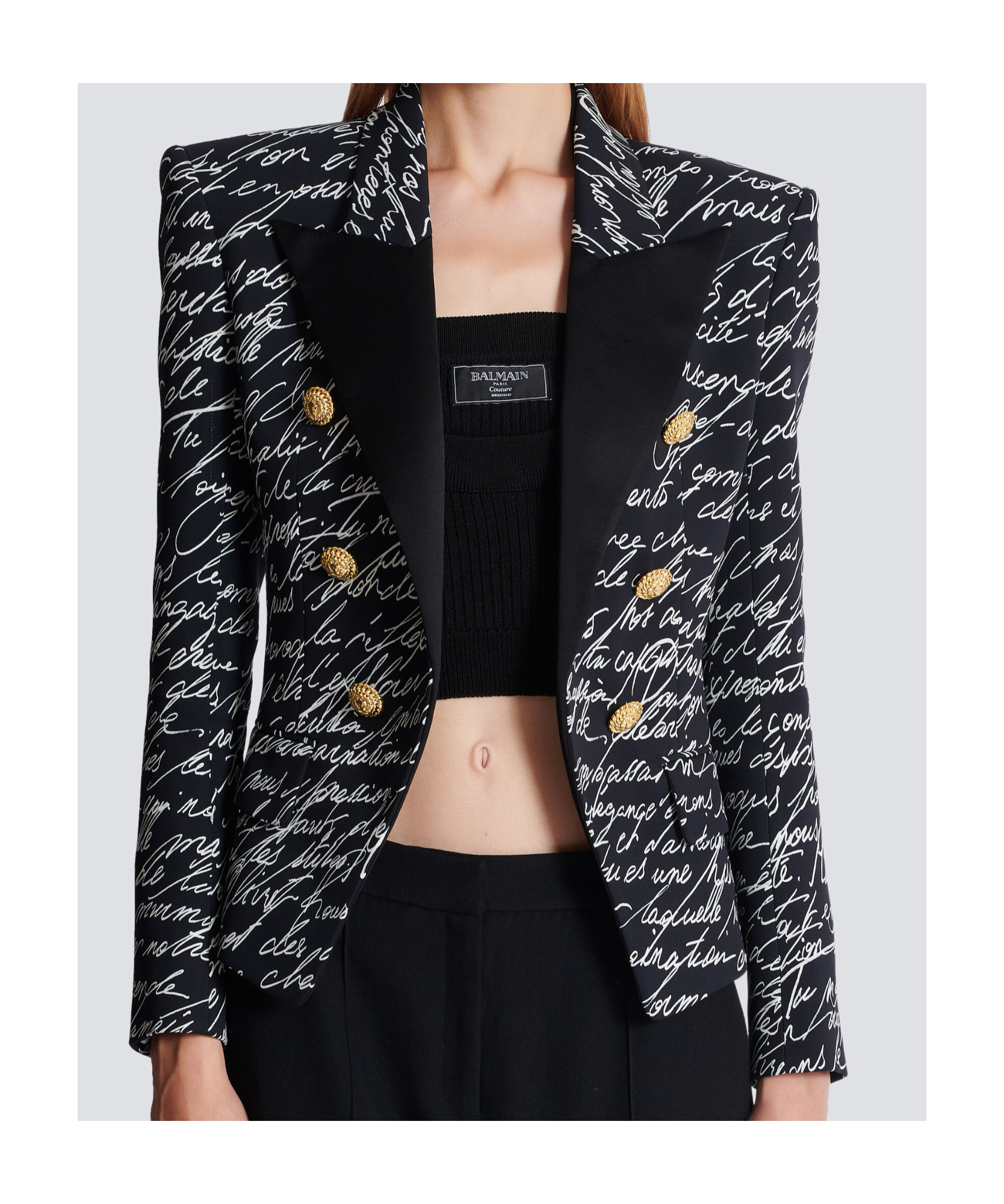 Balmain Love Letter Tuxedo Blazer In Black