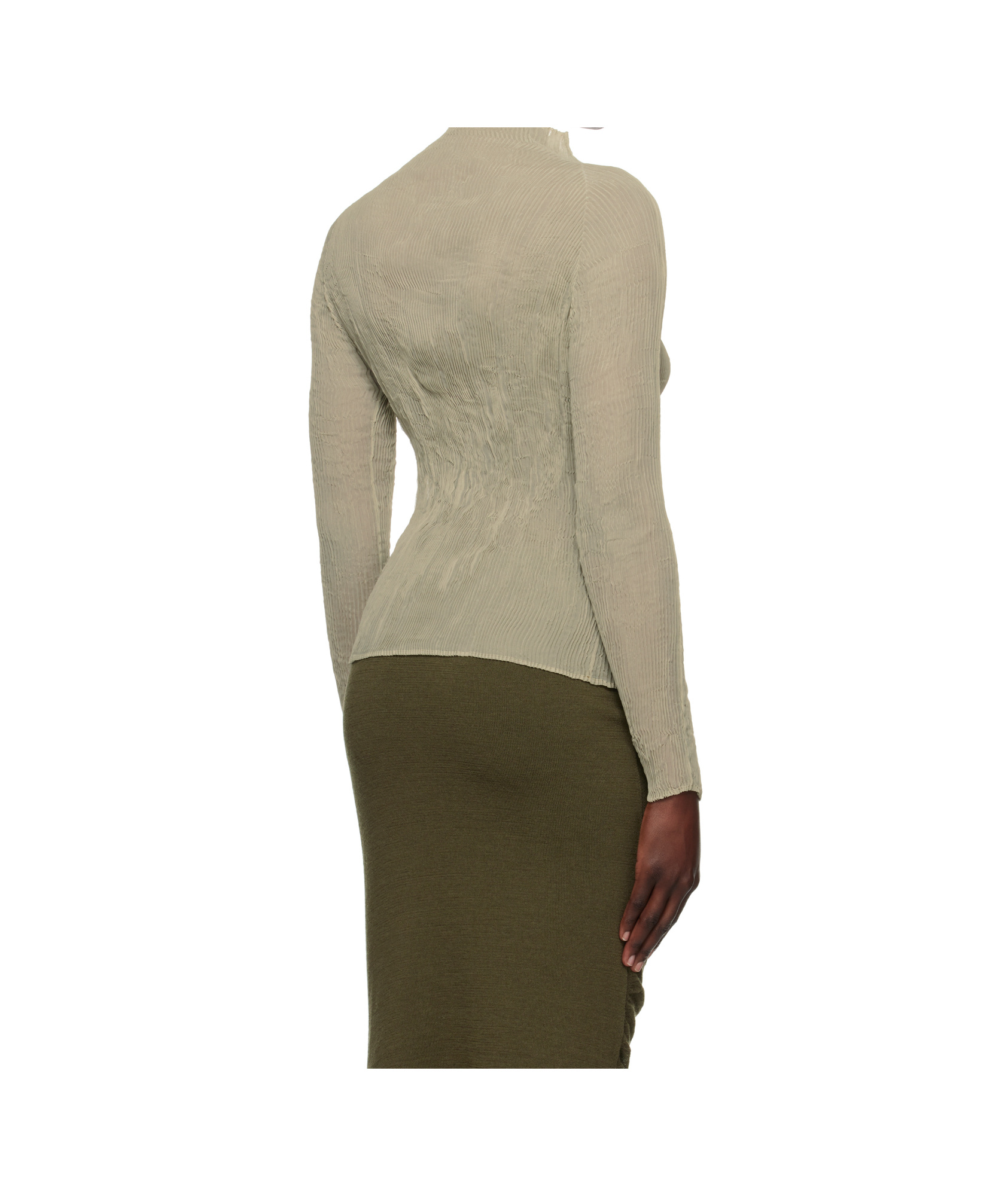 Issey Miyake Long Sleeve Turtleneck In Nude