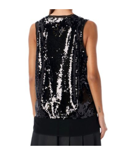 Comme Des Garçons Sequin Tank Top In Black