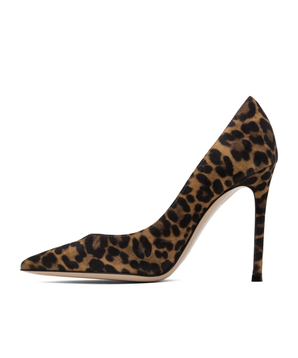 Gianvito Rossi Leopard-print Suede Stiletto Pumps In Black