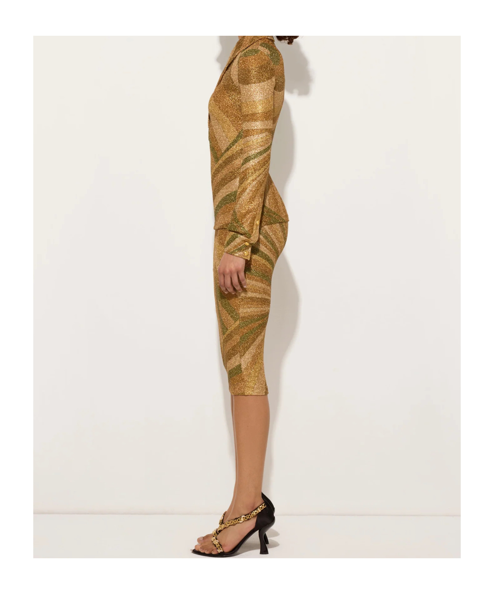 Pucci Printed Metallic Jersey Polo Shirt In Brown