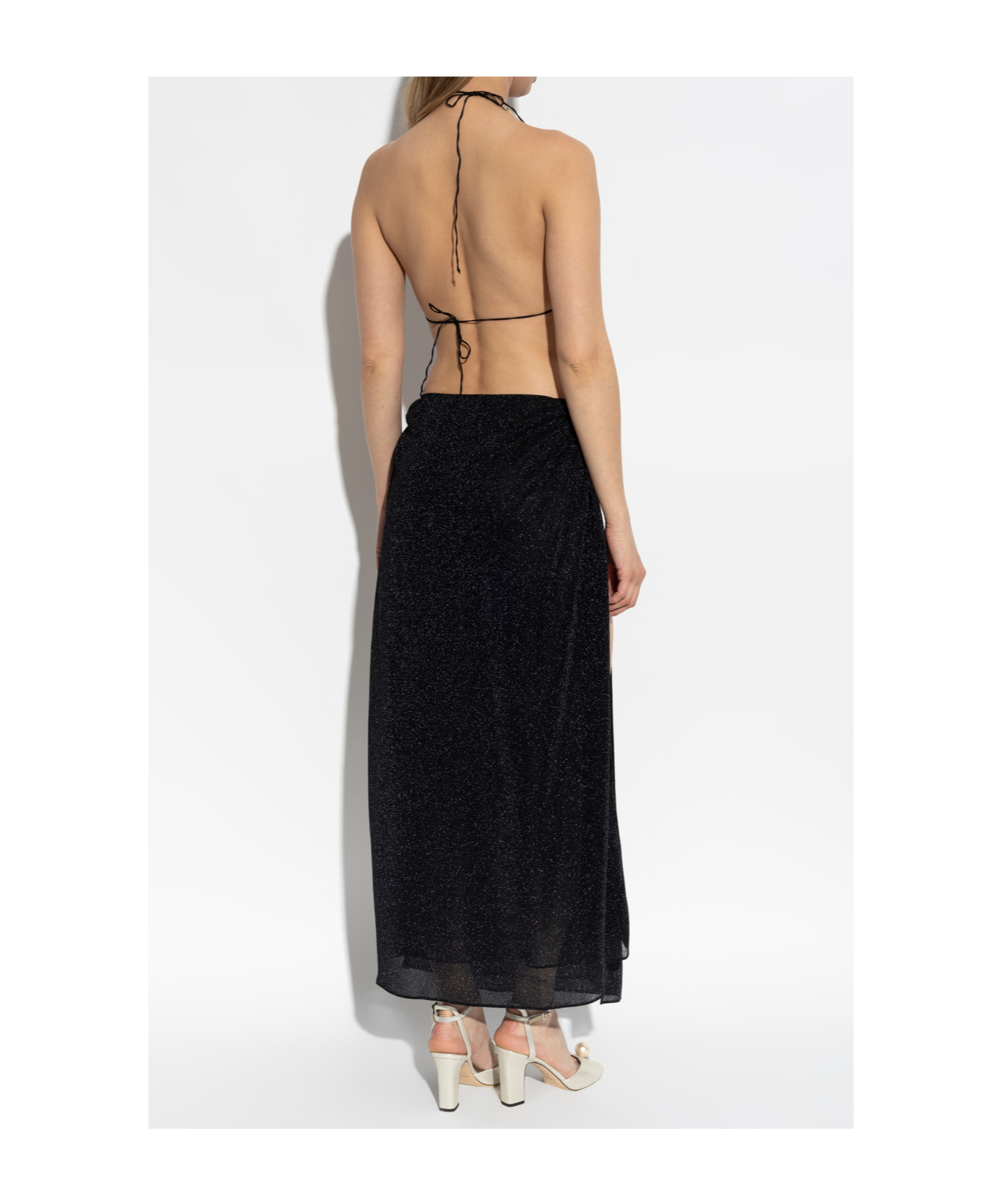 Oseree Ruched Halterneck Maxi Dress In Black