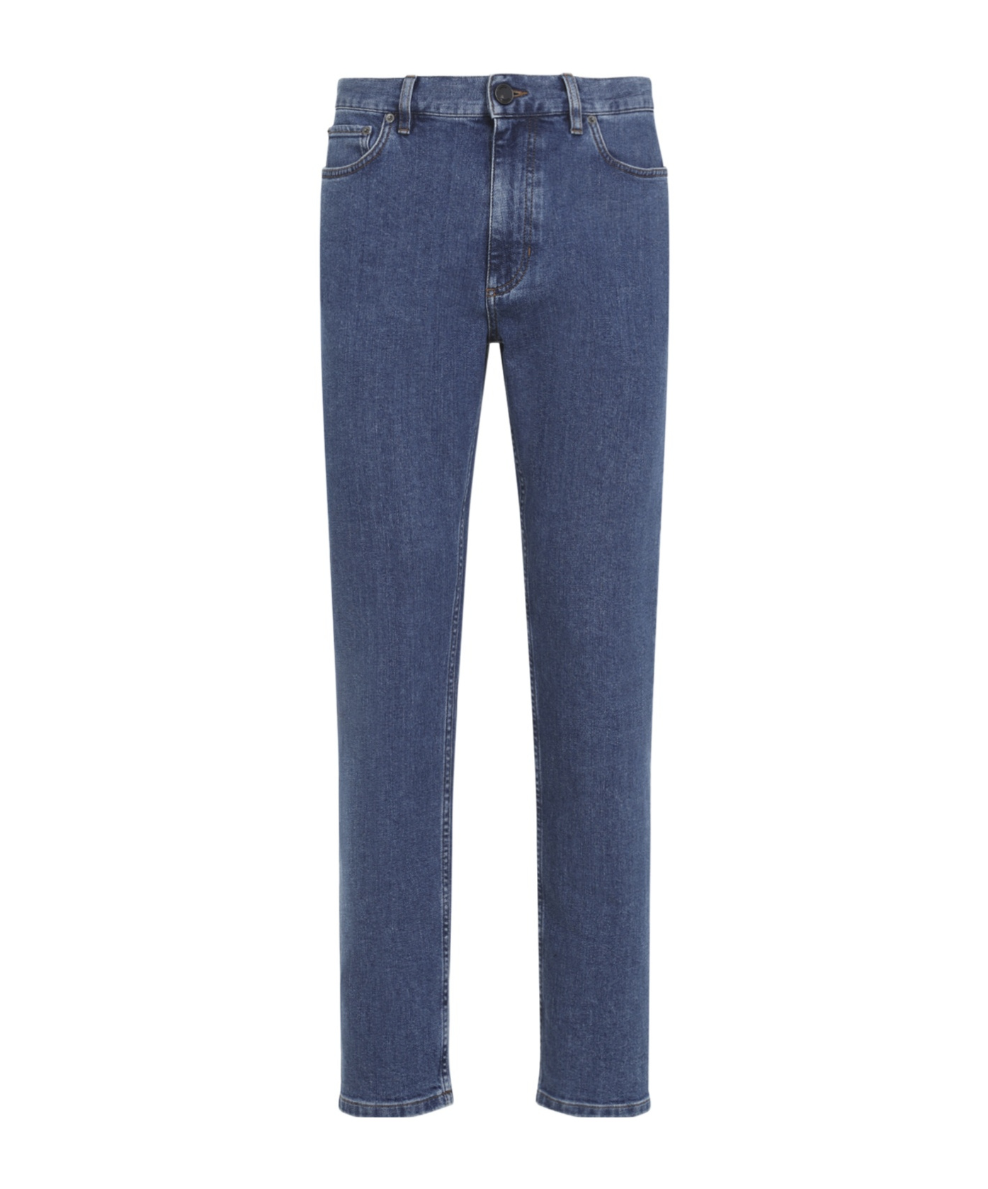 Zegna Denim Trousers With Belt Loops And Pockets In Blue