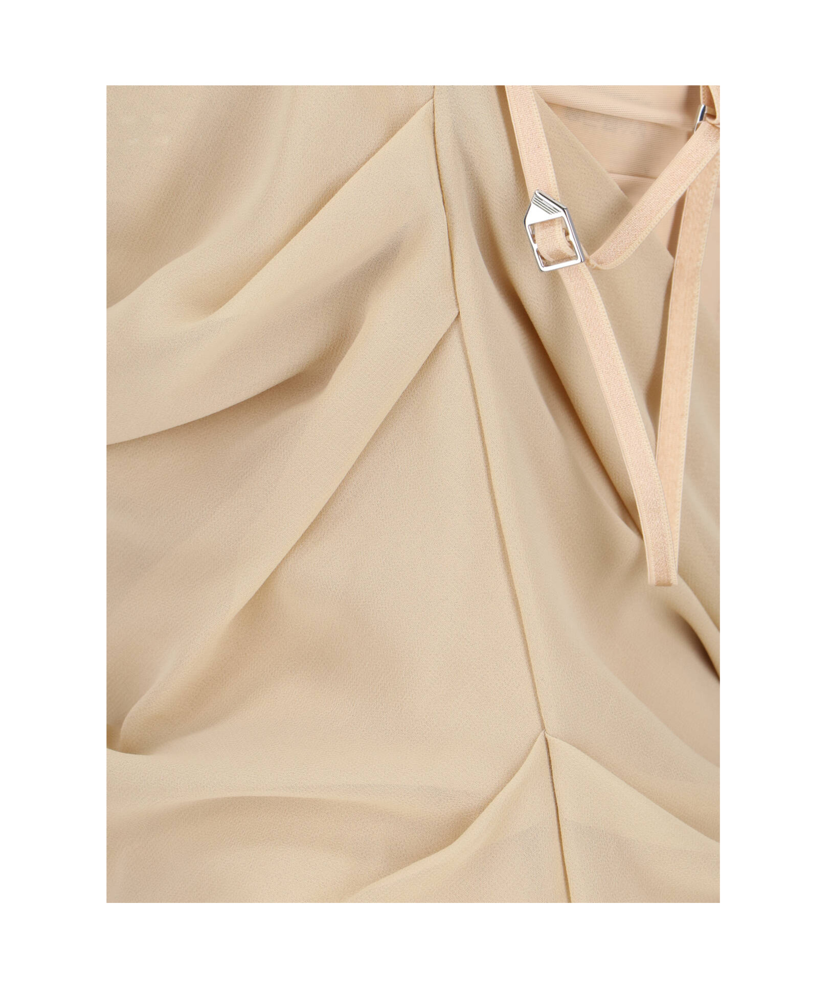 Attico Draped Cowl Neckline Spaghetti Straps In Nude