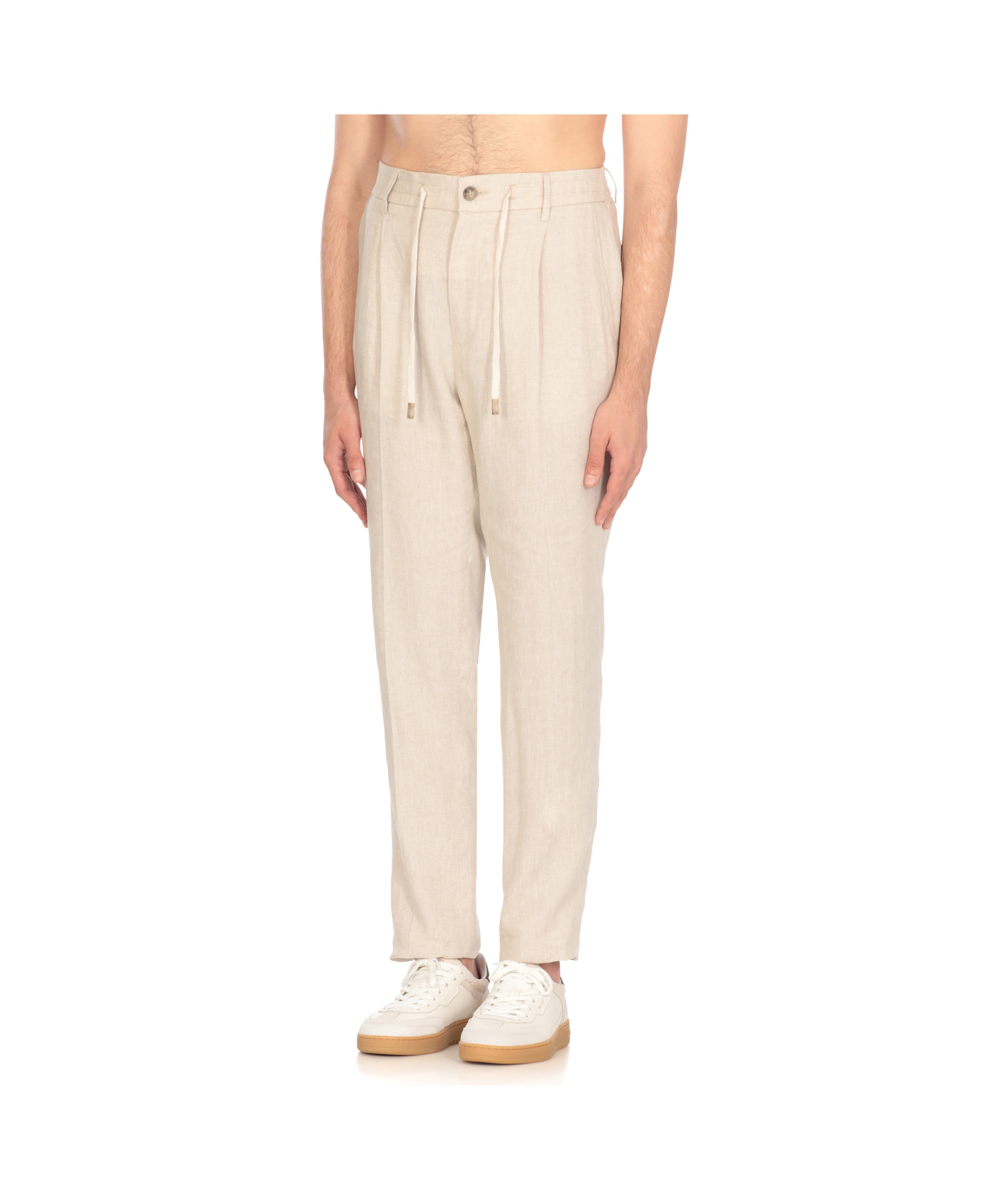 Peserico Wool And Silk Trousers With Drawstring Waist In White