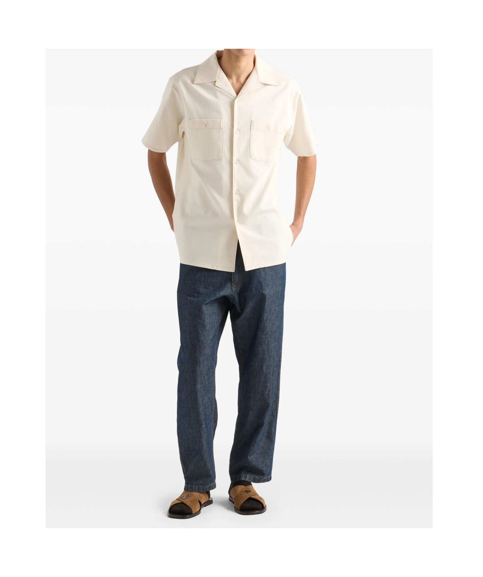 Prada Chambray Pants In Blue