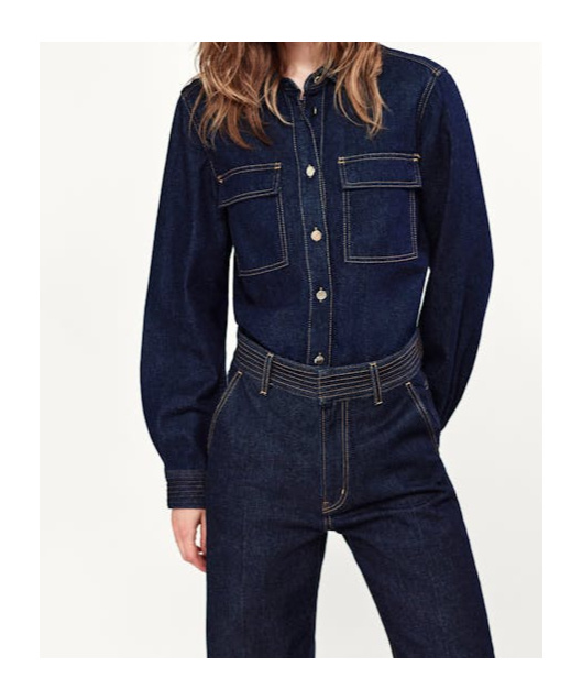 Frame The Trapunto Denim Overshirt In Black
