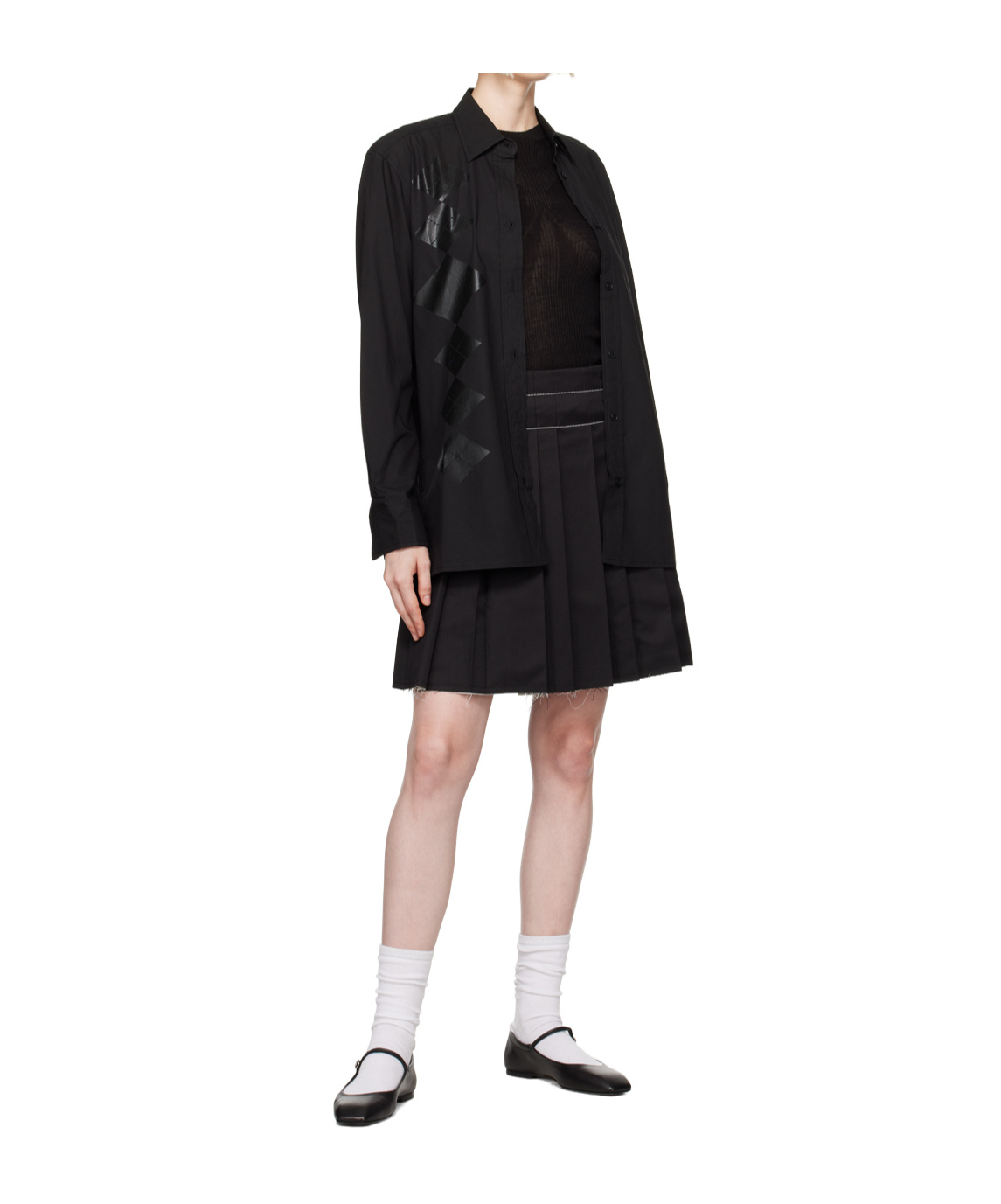 Open Yy Argyle Button Down Shirt In Black