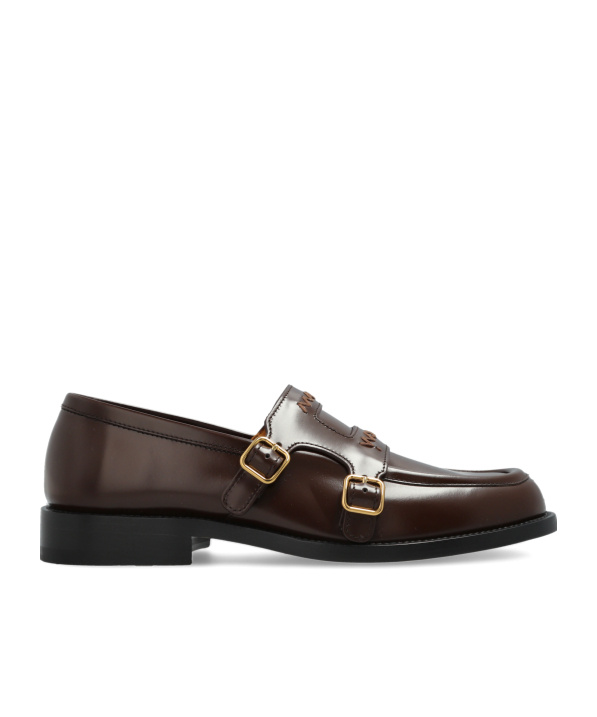 Marni Leather Loafers With Stitched Detailing And Shape In Brown