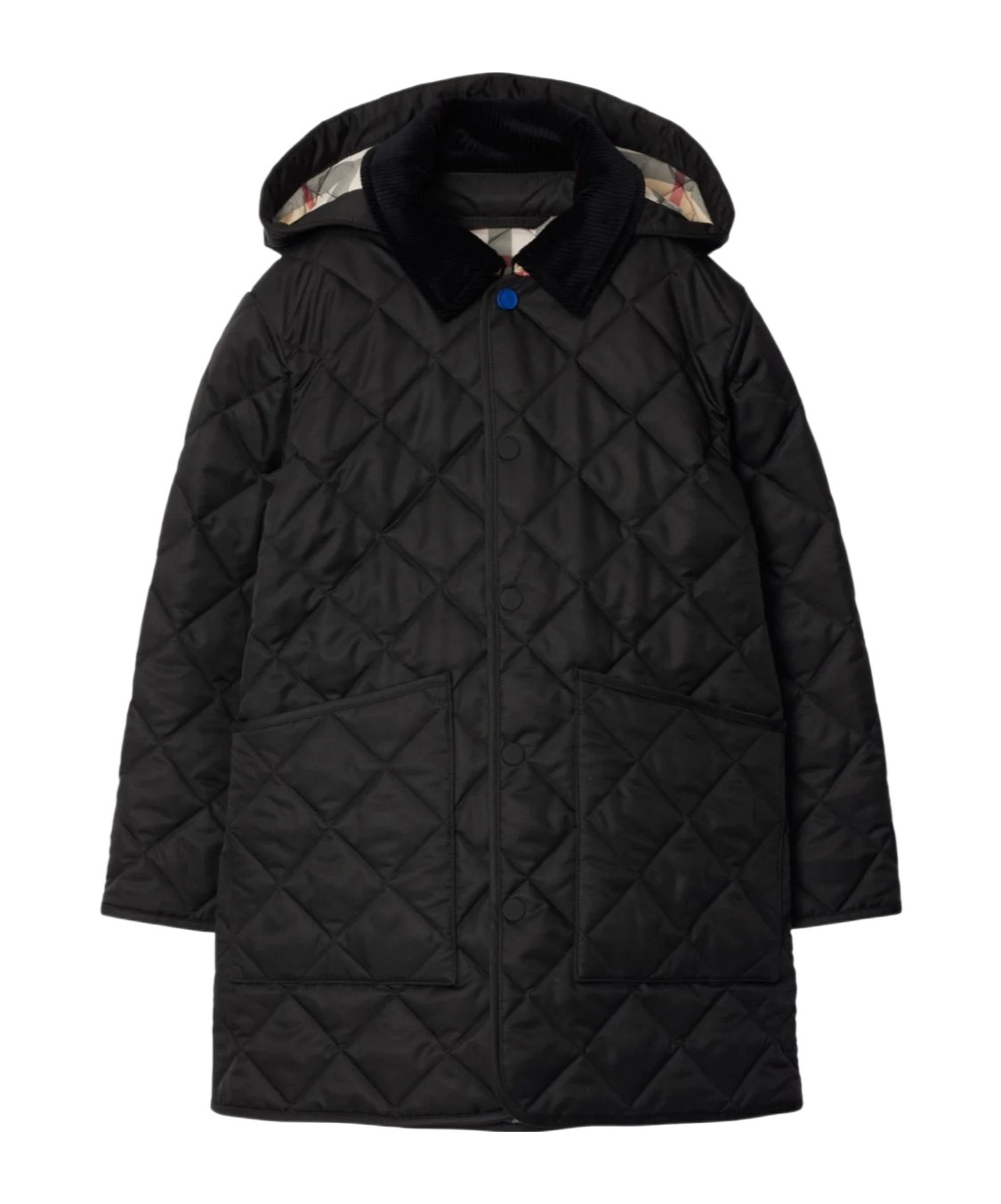 BURBERRY CORDUROY-COLLAR QUILTED JACKET