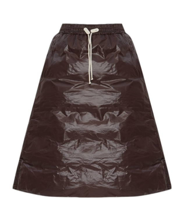 Jil Sander Drawstring Padded Midi Skirt In Brown