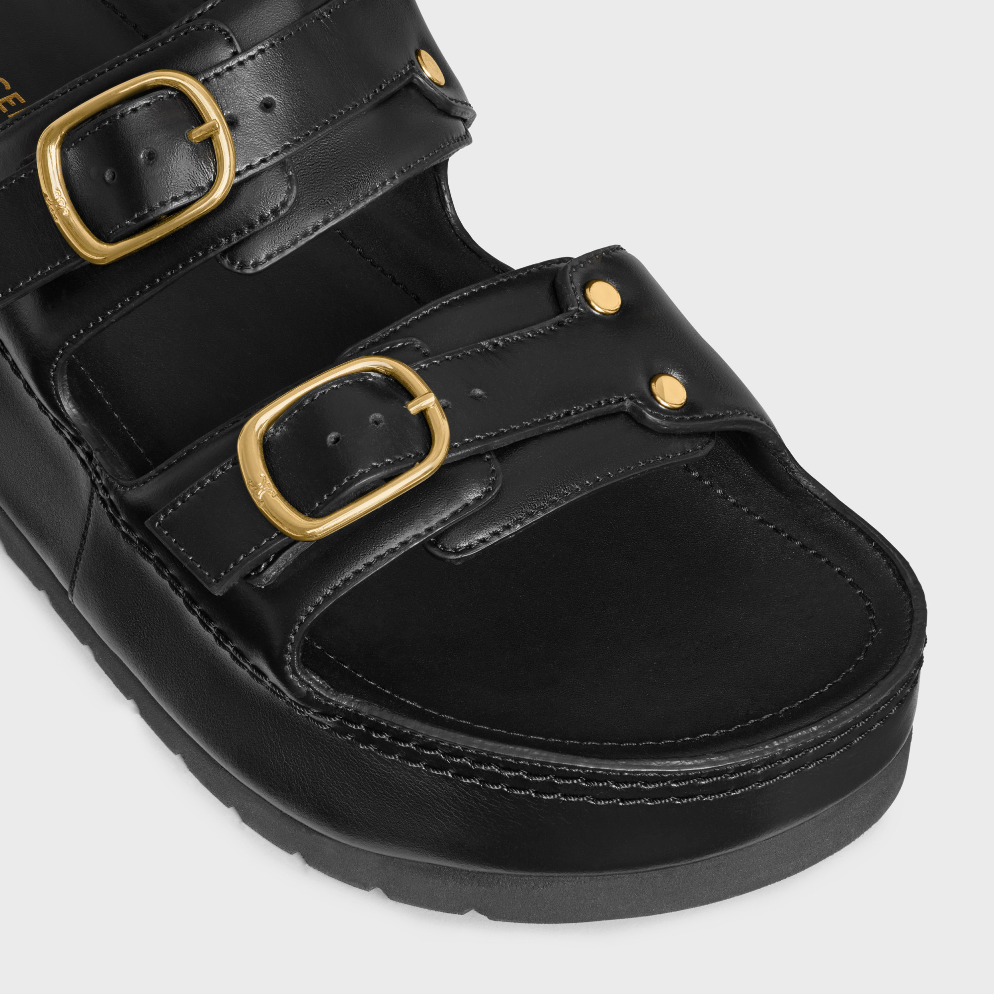 Celine Platform Flat Sandals In Black