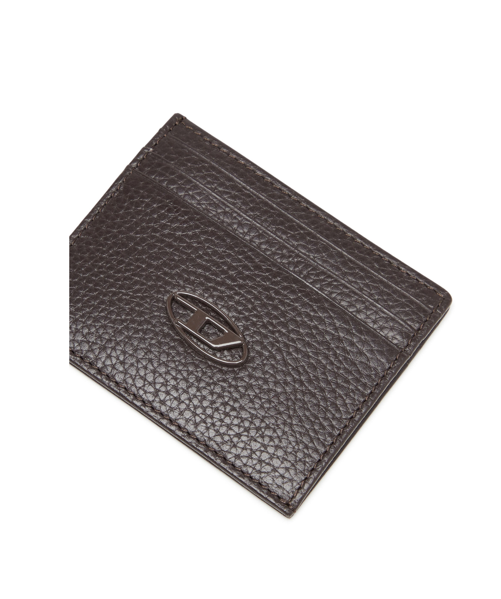 Diesel Logo-plaque Leather Card Holder In Black