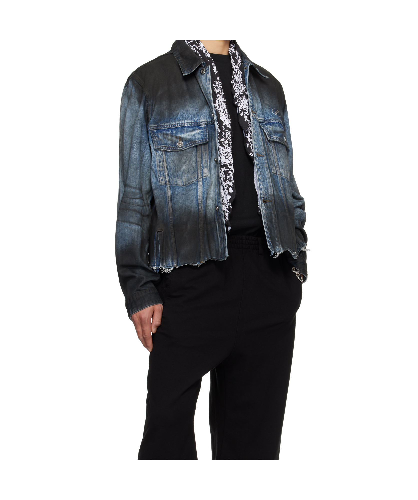 We11 Done Sprayed Sporty Selldone Denim Jacket In Blue