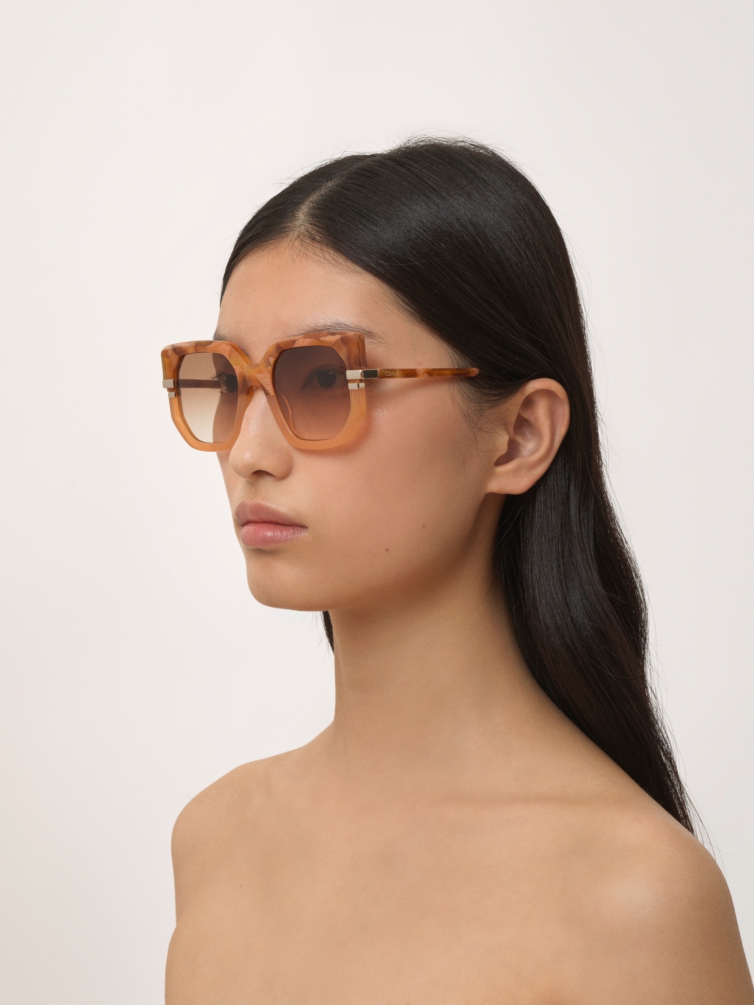 Chloé Womens Ch0240s Square-frame Acetate Sunglasses Brown In Nude