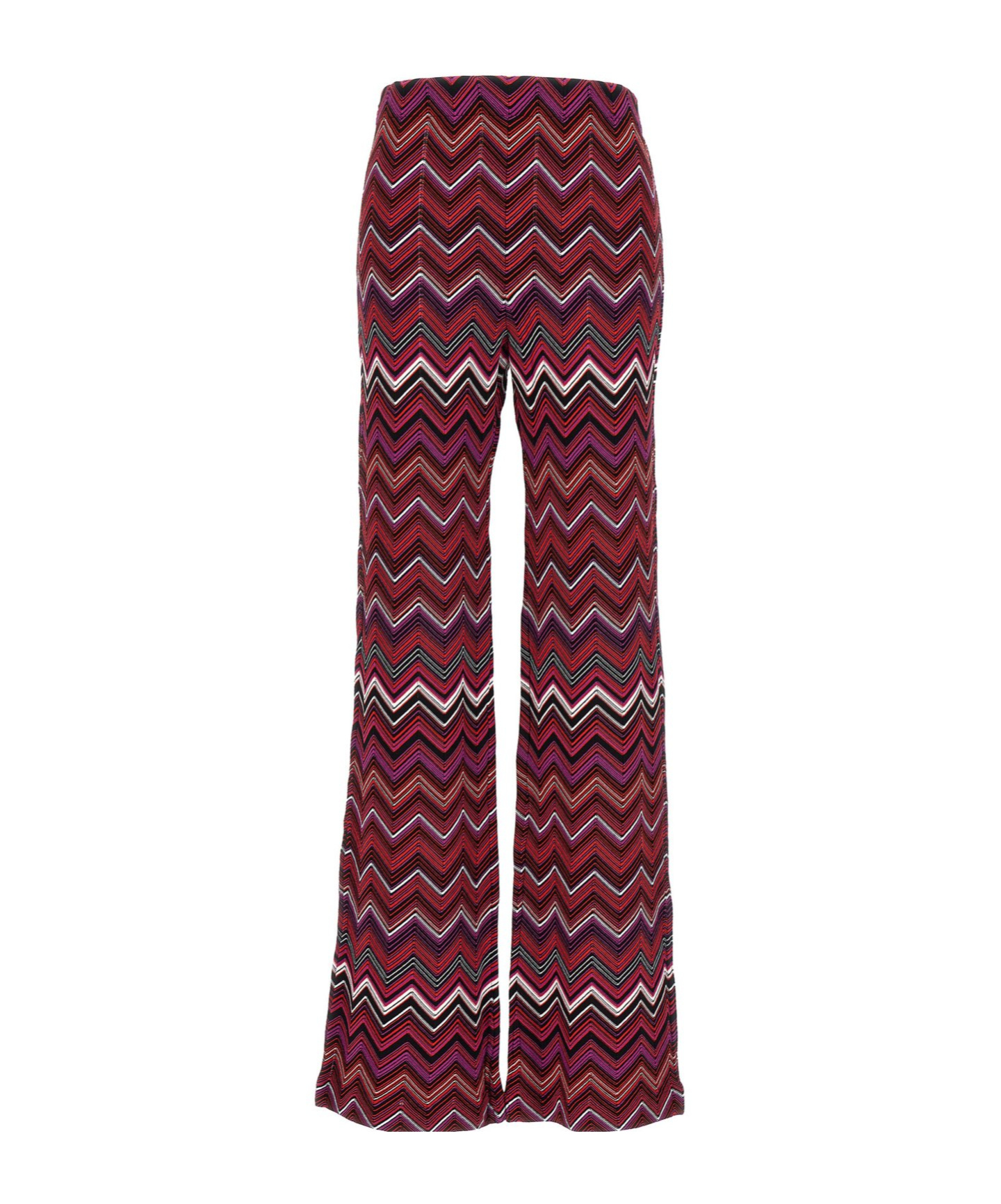 Shop Missoni Zigzag-print High-waisted Trousers In Red