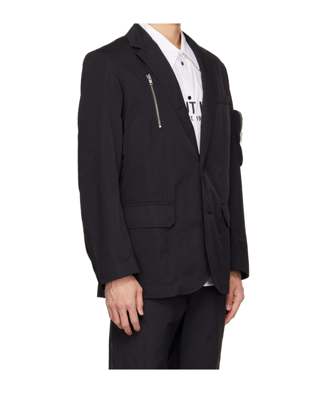 Helmut Lang Multi-pocket Single-breasted Blazer In Blue