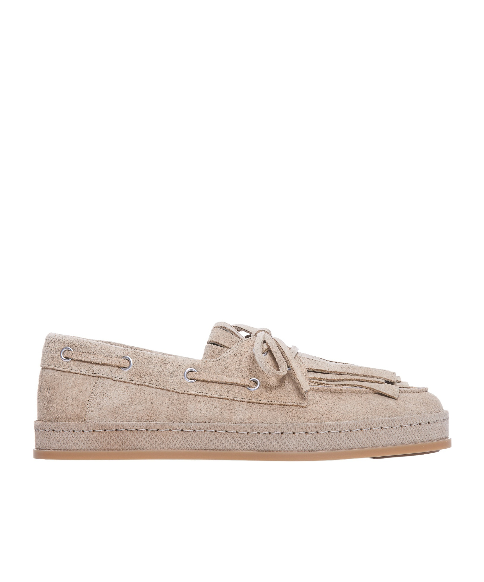 Hogan Eyelet Fringe Loafers Rubber Sole Suede Finish In Nude