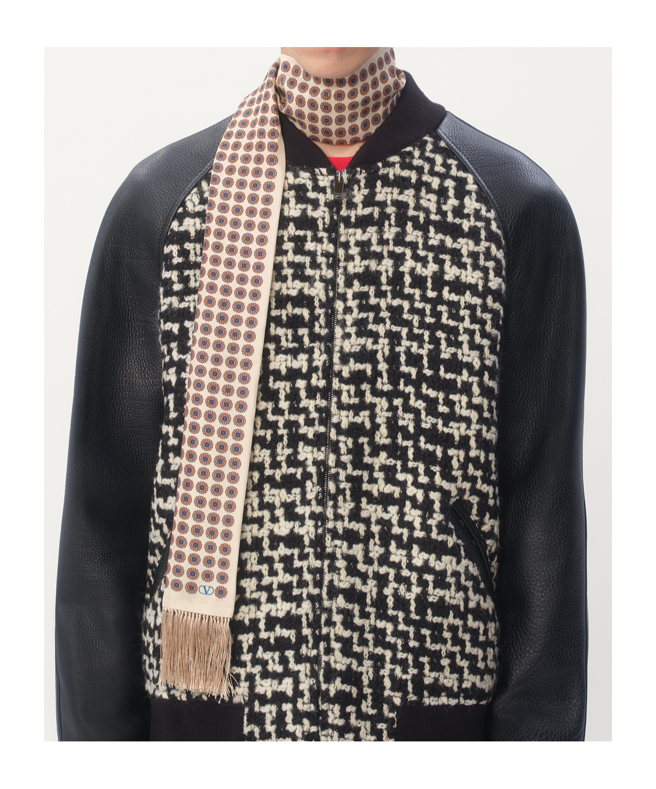 Valentino Garavani Chamber Silk Bandeau Scarf With Fringe In Nude
