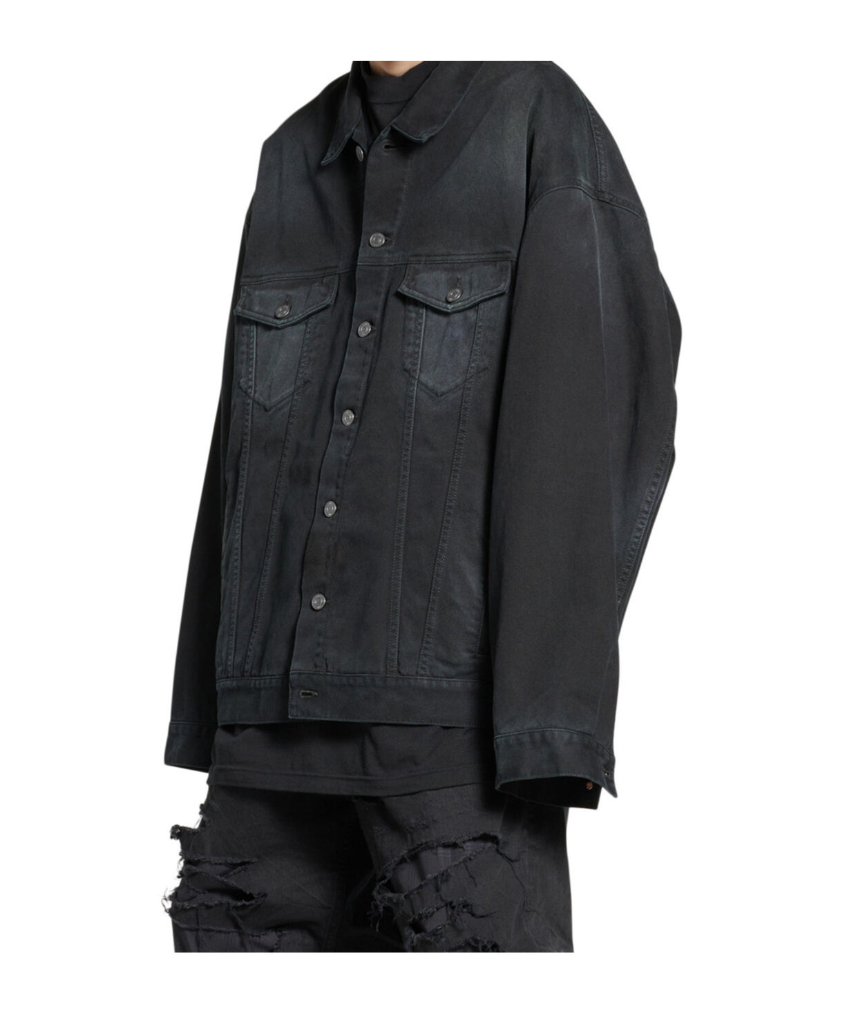 Balenciaga Political Campaign-logo Oversized Denim Jacket In Black
