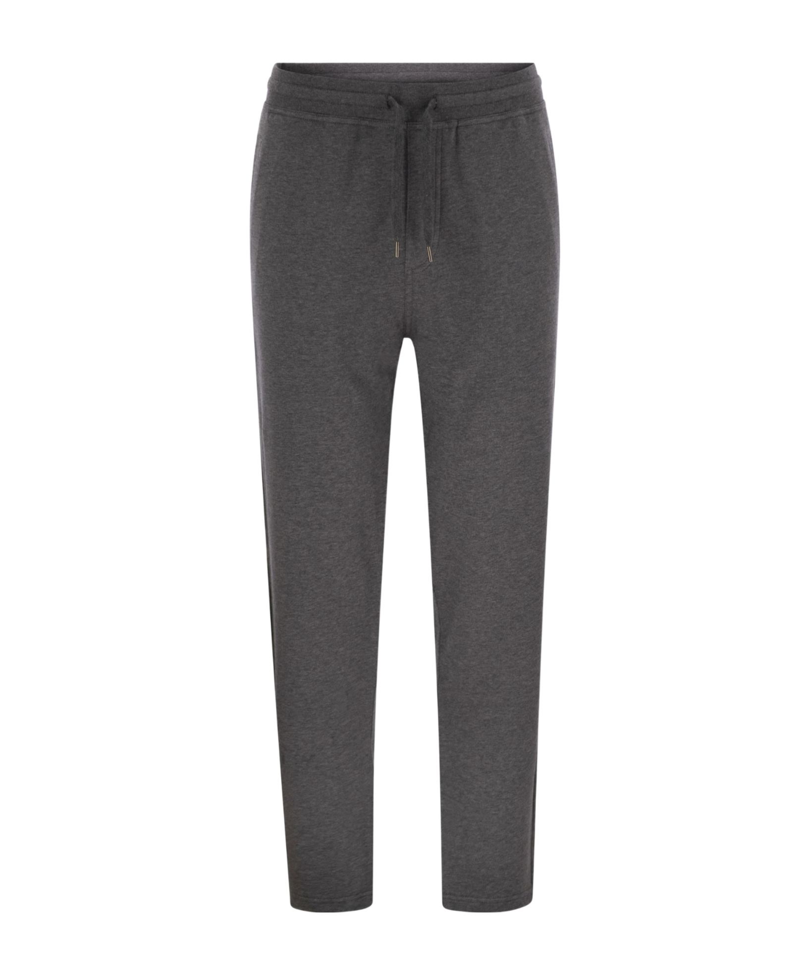 Brunello Cucinelli Men Techno Cotton Fleece Trousers In Black