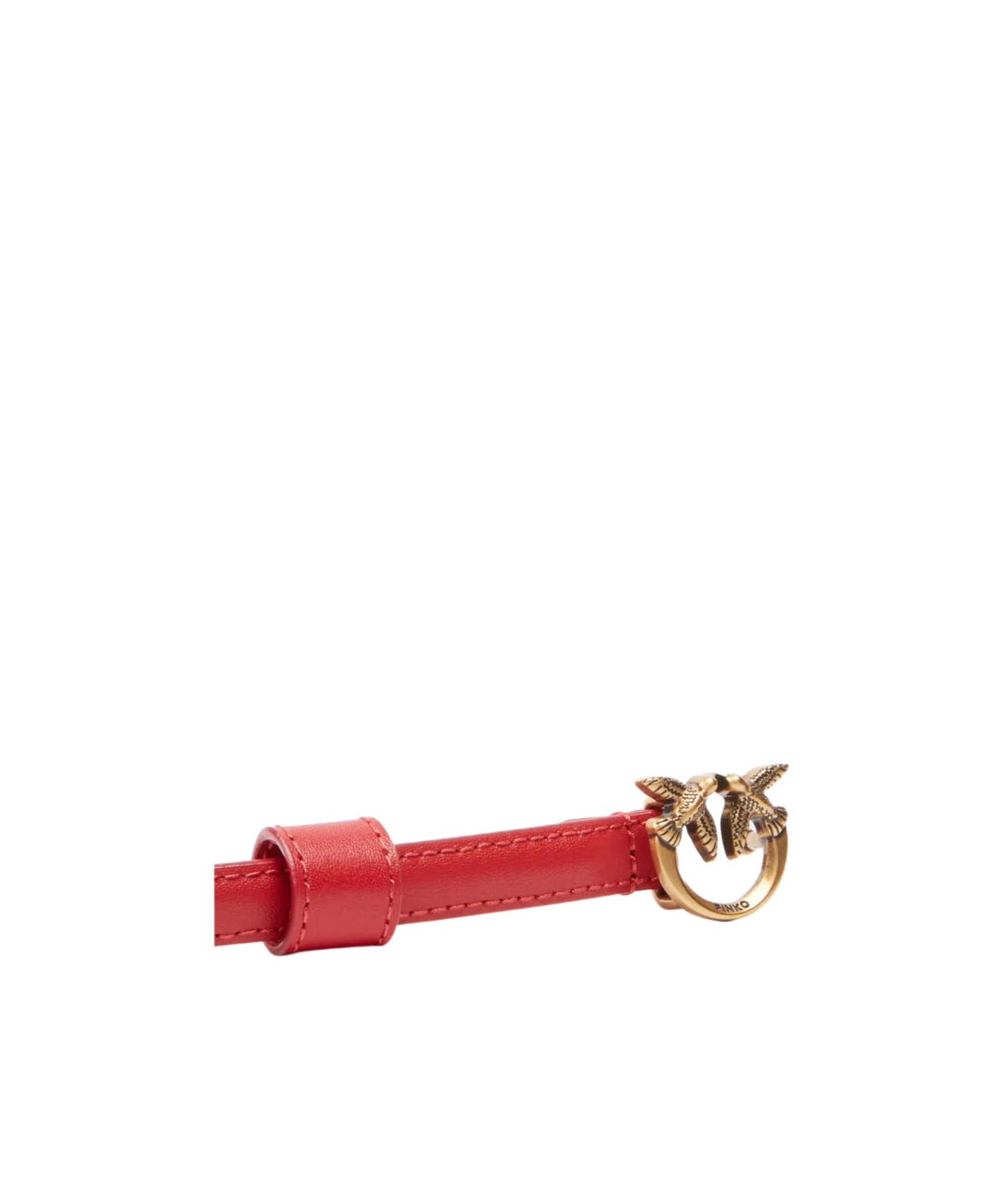 Pinko Thin Belt With Love Birds Buckle, 1cm In Red