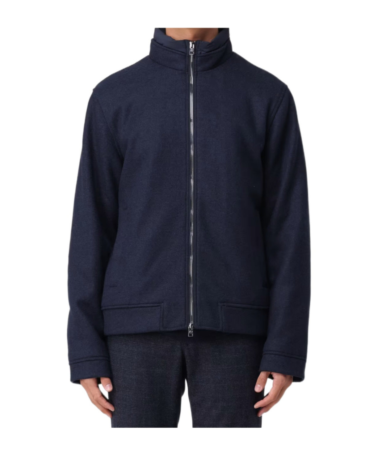 Woolrich Knitted Wool Bomber Jacket In Black