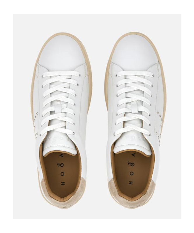 Hogan Leather Sneakers With Suede Toe In White