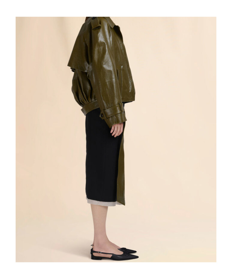 Marni Black Wool Midi Skirt With Visible Lining In Black