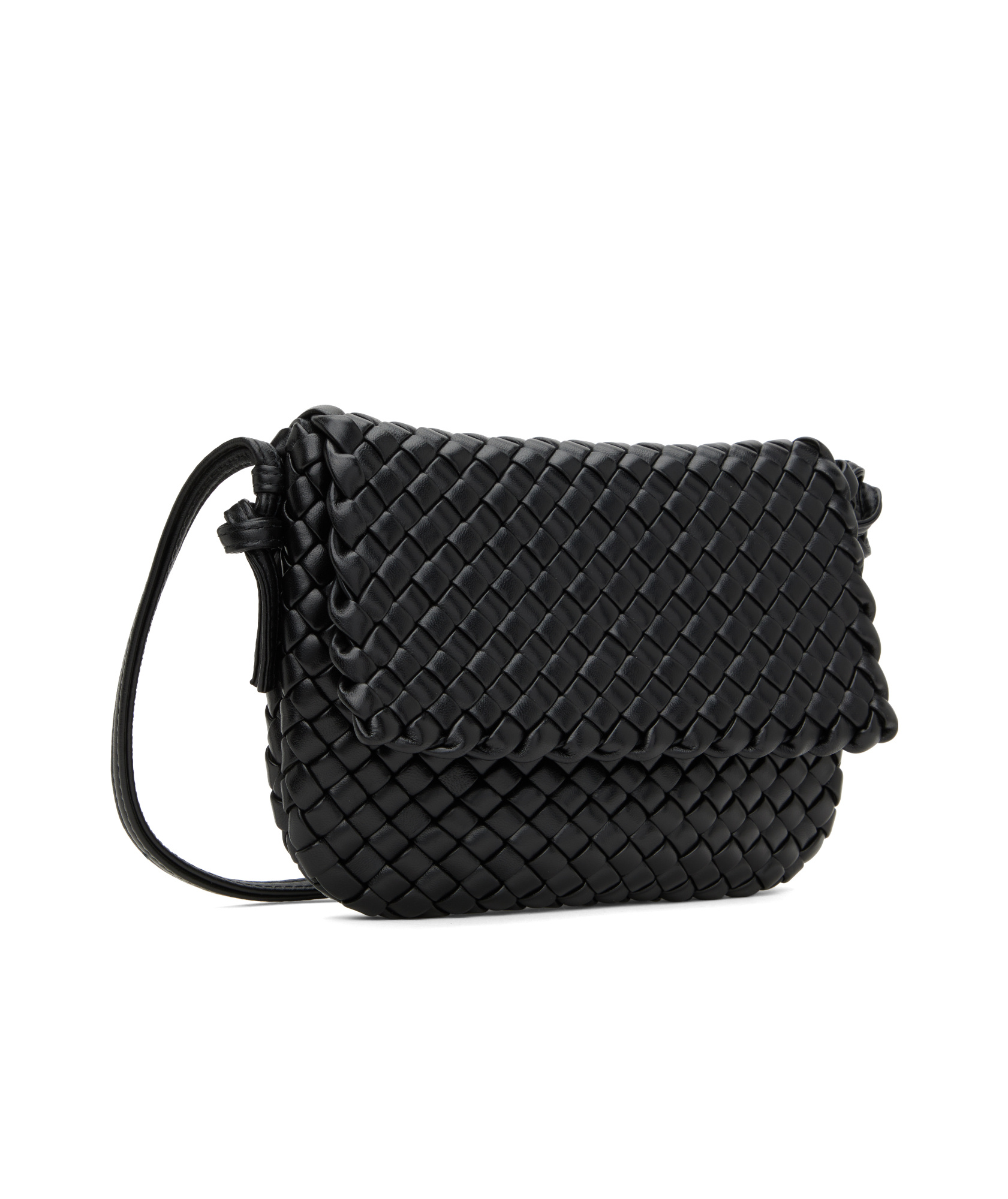Bottega Veneta Black Cobble Messenger Bag In Black