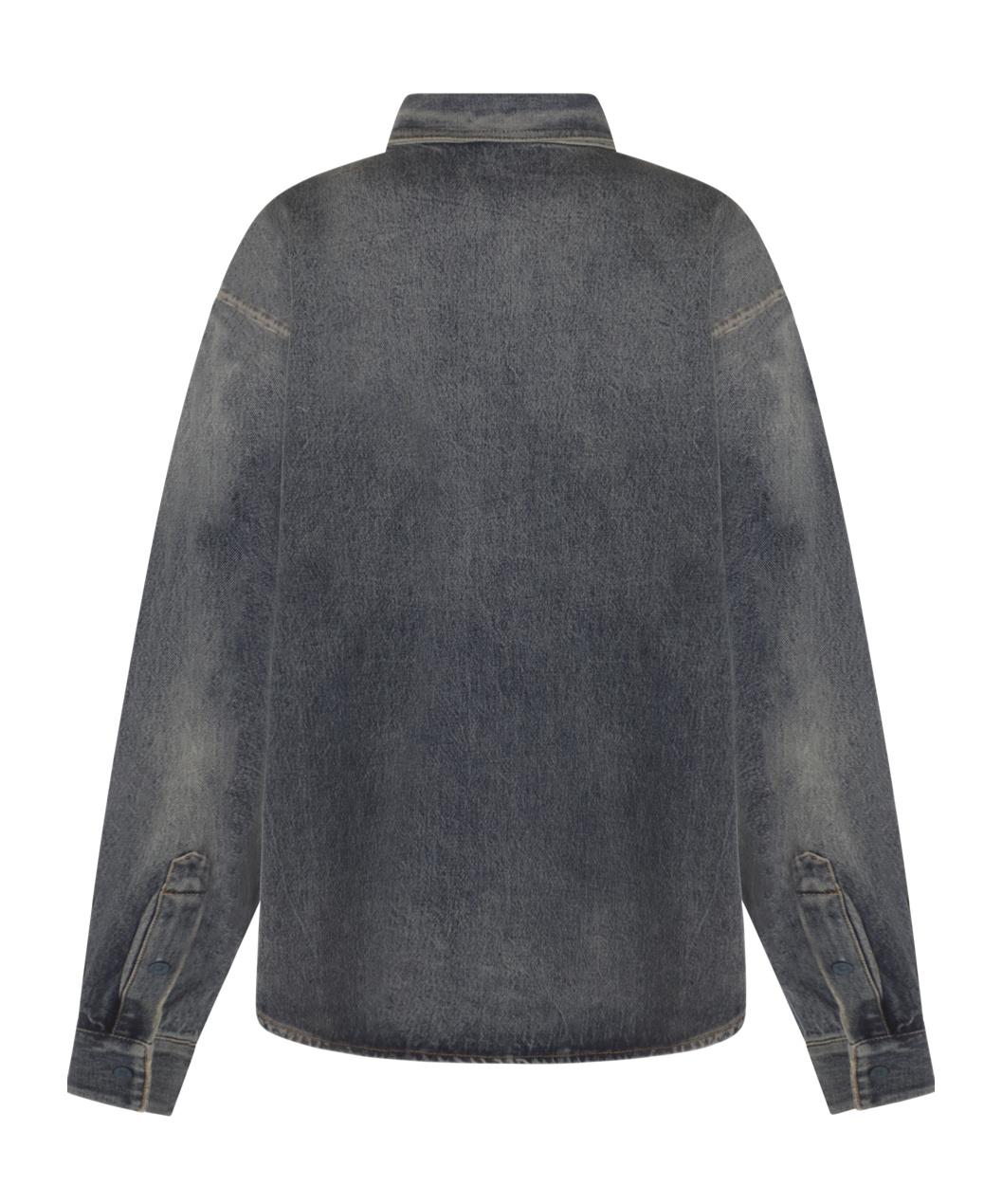 Balenciaga Blue Oversized Shirt With Chest Pocket And Washed Effect In Cotton Woman In Black