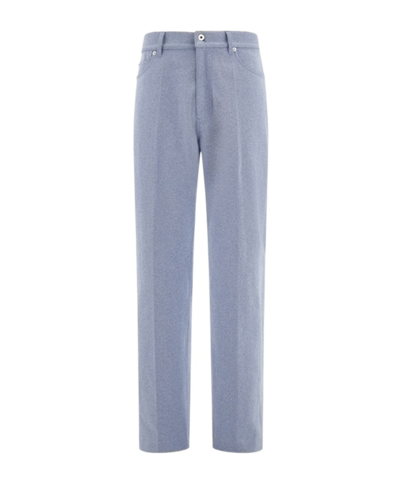 Ferragamo Five-pocket Casual Pants In Oxford Blue/beige