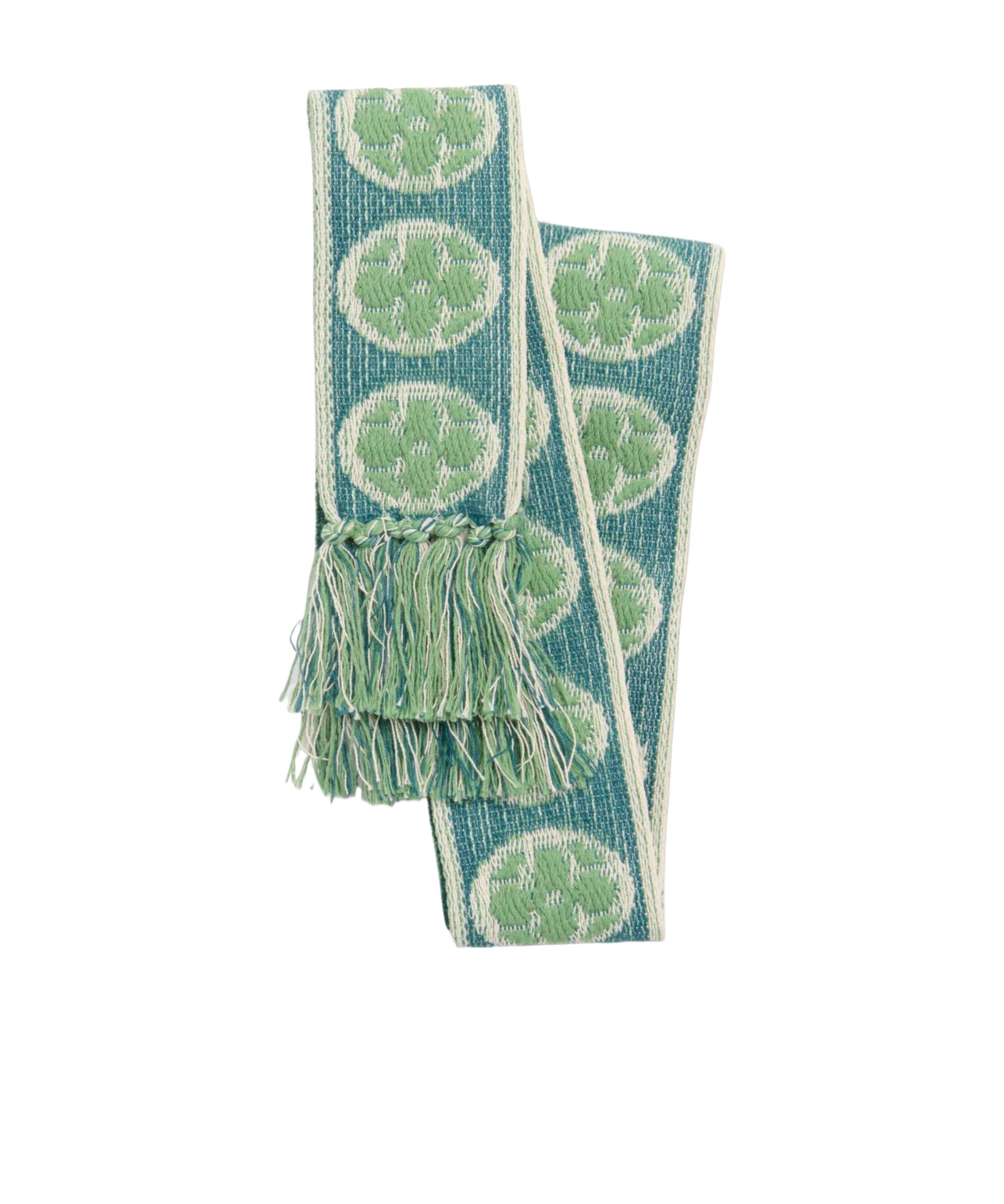 Valentino Metallic Antibes Cotton Fringe Scarf In Green